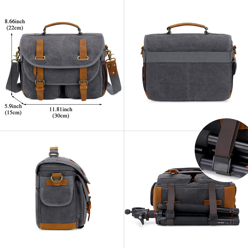 Canvas Cow Leather Camera Bag  - đánh giá và giá Photography Lighting Weight Bags