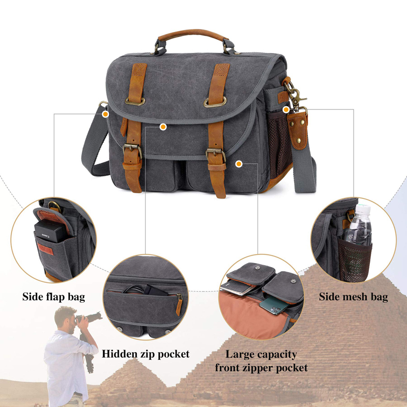 Canvas Cow Leather Camera Bag  - đánh giá và giá Photography Lighting Weight Bags